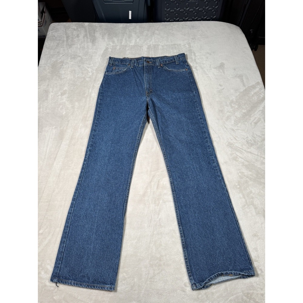 Vintage 90s Levis 517 Orange Tab Jeans Size 33x31 Dark Blue Fuzzy MADE IN USA